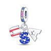 Diy Accessories Bracelet Silver Plated Copper With Dripping Oil Treatment And Eagle Flag Design