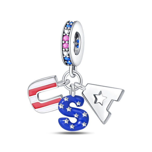 Diy Accessories Bracelet Silver Plated Copper With Dripping Oil Treatment And Eagle Flag Design