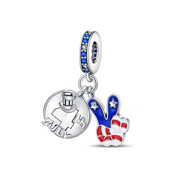 Diy Accessories Bracelet Silver Plated Copper With Dripping Oil Treatment And Eagle Flag Design
