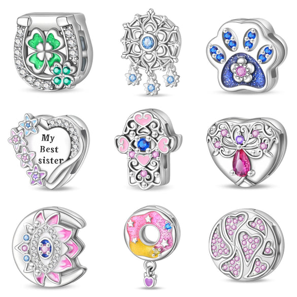 Diy Accessories Bracelet Silver Plated Flat Bead Fourleaf Clover Tree Of Life Dripping Oil Design