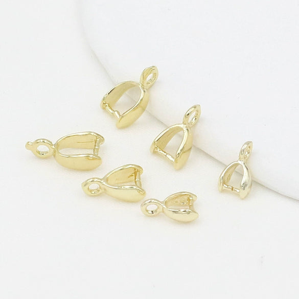Diy Accessories Pendant Buckle Gold Plated With Hanging Melon Seed Buckle Tray Buckle Jade Hanging Clip Buckle Half Hole Bead Holder Electroplated