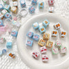 Diy Acrylic Loose Bead Bracelet Necklace Beaded Mobile Phone Chain Handpainted Square Plastic Resin Printing