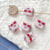 Diy Acrylic Loose Bead Bracelet Necklace Beaded Mobile Phone Chain Handpainted Square Plastic Resin Printing