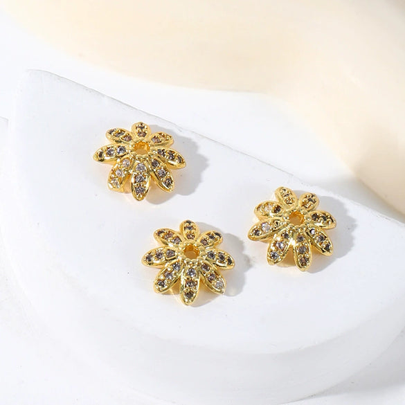 Diy Beaded Bracelet Accessories Copper Casting Torus With Zircon Microinlaid And Electroplated In 14K 18K Gold Color Retaining