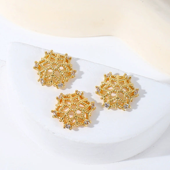 Diy Beaded Bracelet Accessories Copper Casting Torus With Zircon Microinlaid And Electroplated In 14K 18K Gold Color Retaining