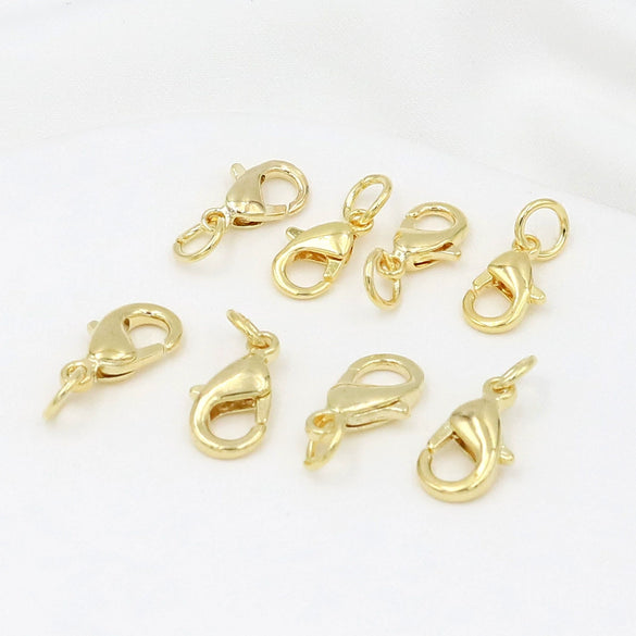 Diy Beaded Jewelry Accessories Alloy 18K Real Gold Plated With Hanging Ring Lobster Clasp 14K Gold Colorpreserving Spring Clasp Electroplating