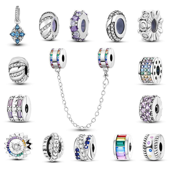 Diy Beads S925 Silver Plated Copper Pendant Beads Emerald Shaped For Bracelet And Necklace