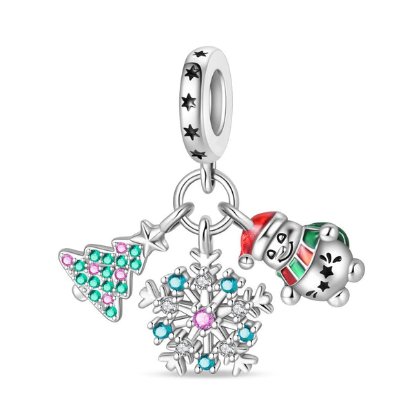 Diy Bracelet Accessories Christmas Series Beads Copper Silver Plated Dripping Oil Design