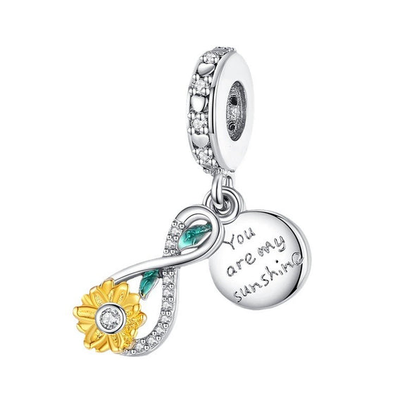 Diy Bracelet Accessories Sunflower Copper Silver Plated Dripping Oil Original Design Plant Flowers Charm
