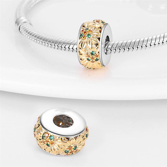 Diy Bracelet Accessories Sunflower Copper Silver Plated Dripping Oil Original Design Plant Flowers Charm