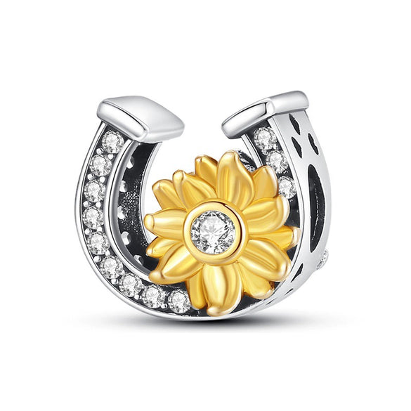 Diy Bracelet Accessories Sunflower Copper Silver Plated Dripping Oil Original Design Plant Flowers Charm