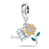 Diy Bracelet Accessories Sunflower Copper Silver Plated Dripping Oil Original Design Plant Flowers Charm