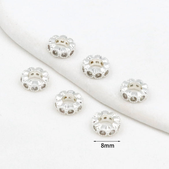 Diy Bracelet Material Copper Plated 18K True Gold Micro Zircon Round Bead Large Hole Versatile Minimalist Electroplating
