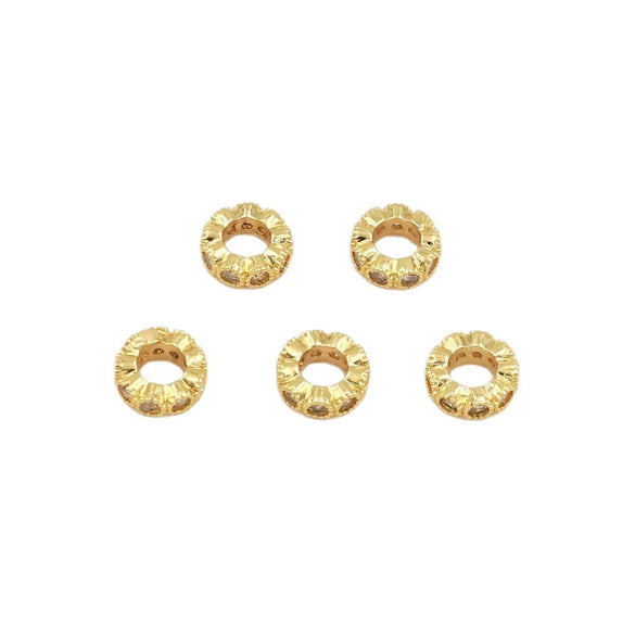 Diy Bracelet Material Copper Plated 18K True Gold Micro Zircon Round Bead Large Hole Versatile Minimalist Electroplating