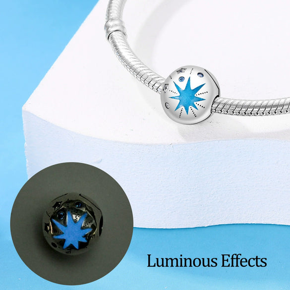 Diy Bracelet Necklace 925 Silver Beads Copper Plated Flower Luminous Isolation Beads Dripping Oil Design