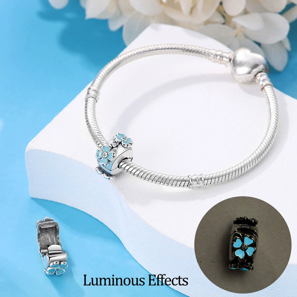 Diy Bracelet Necklace 925 Silver Beads Copper Plated Flower Luminous Isolation Beads Dripping Oil Design