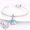 Diy Bracelet White Copper Silver Plated Magic Color Chameleon Elephant Charm With Dripping Oil Treatment Original Design Animal Style