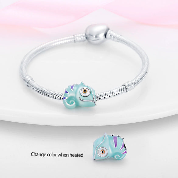 Diy Bracelet White Copper Silver Plated Magic Color Chameleon Elephant Charm With Dripping Oil Treatment Original Design Animal Style