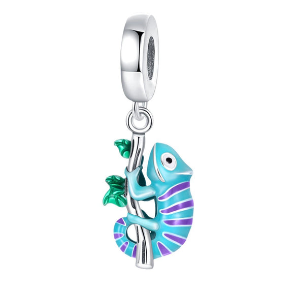 Diy Bracelet White Copper Silver Plated Magic Color Chameleon Elephant Charm With Dripping Oil Treatment Original Design Animal Style