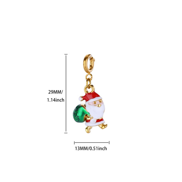 Diy Christmas Bracelet And Necklace Accessories With Stainless Steel Christmas Tree Snowflake Bell And Dripping Oil Design