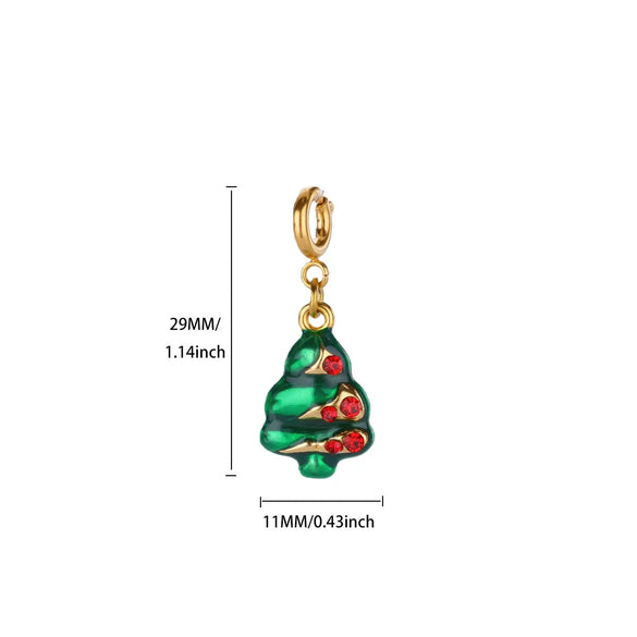 Diy Christmas Bracelet And Necklace Accessories With Stainless Steel Christmas Tree Snowflake Bell And Dripping Oil Design