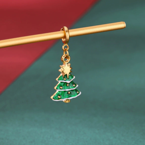 Diy Christmas Bracelet And Necklace Accessories With Stainless Steel Christmas Tree Snowflake Bell And Dripping Oil Design
