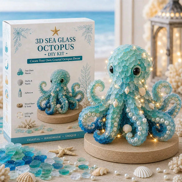 Diy 3D Sea Glass Christmas Tree Resin Ornament Kit With Seashell Pearl Design Glowing Night Light And Handmade Desktop Decoration