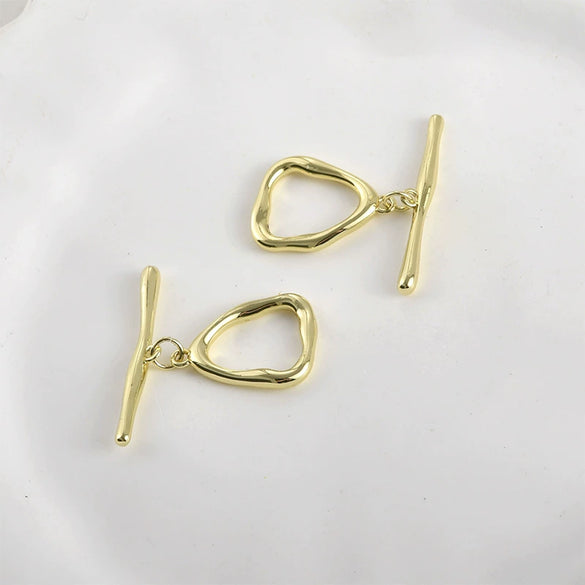 Diy Hand Beaded Accessories Copper Plated 14K Gold Color Preservation Specialshaped Triangle Ot Buckle Coil Buckle Bracelet Necklace