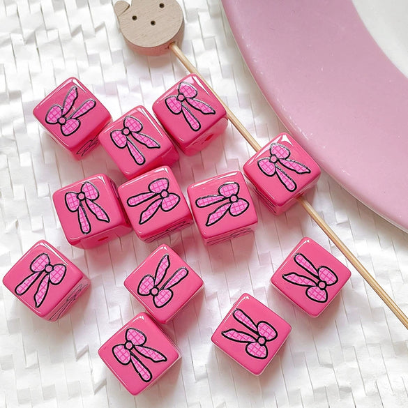 Diy Handmade Bracelet Necklace Mobile Phone Chain With Square Acrylic Beads Apply Oil Plastic Resin Material