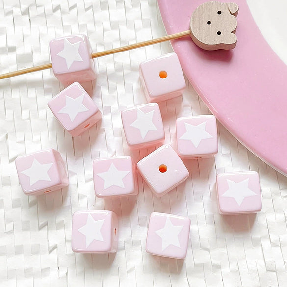 Diy Handmade Bracelet Necklace Mobile Phone Chain With Square Acrylic Beads Apply Oil Plastic Resin Material