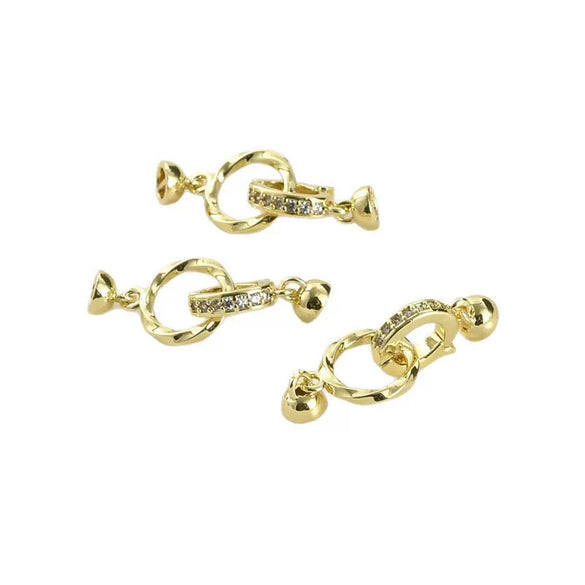 Diy Handmade Copper Pearl Bracelet Necklace Accessories With 14K Electroplated Twisted Circle Buckle And Cap Finishing Minimalist Style