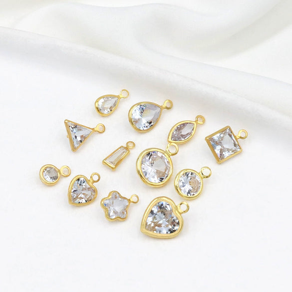Diy Handmade Crystal Zircon Water Drop Earrings Pendant 14K Goldfilled Electroplated