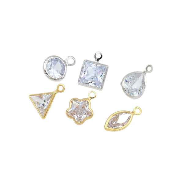 Diy Handmade Crystal Zircon Water Drop Earrings Pendant 14K Goldfilled Electroplated