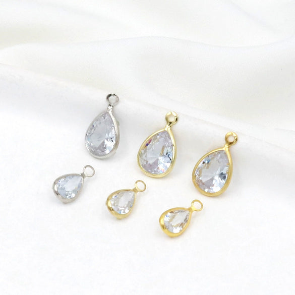 Diy Handmade Crystal Zircon Water Drop Earrings Pendant 14K Goldfilled Electroplated