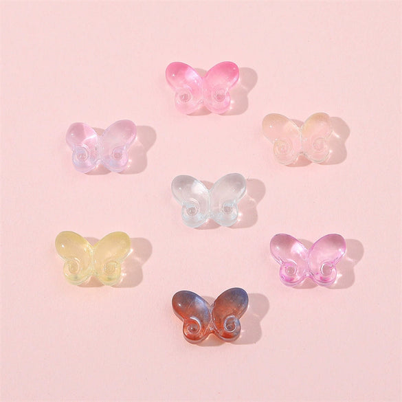 Diy Handmade Glass Beads With Butterfly Pattern For Hairpin Bracelet Tassel Making