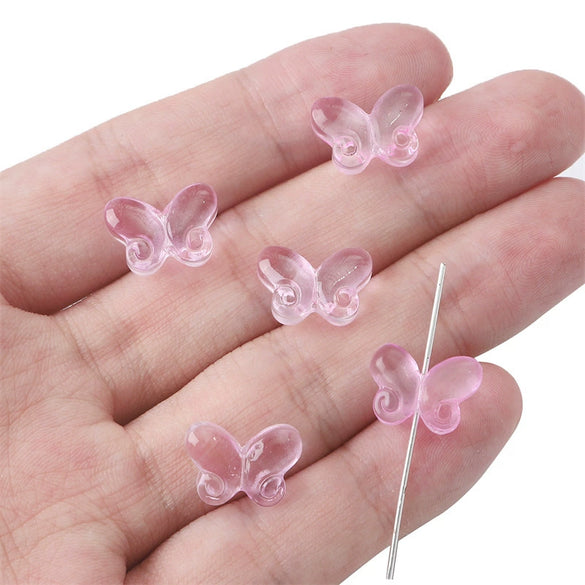 Diy Handmade Glass Beads With Butterfly Pattern For Hairpin Bracelet Tassel Making