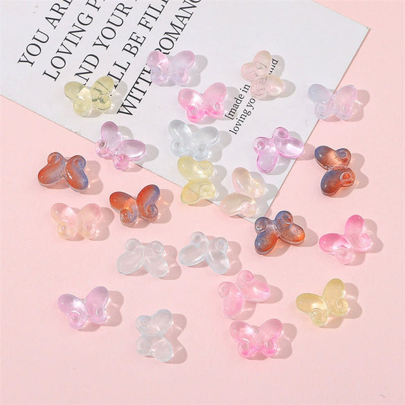 Diy Handmade Glass Beads With Butterfly Pattern For Hairpin Bracelet Tassel Making