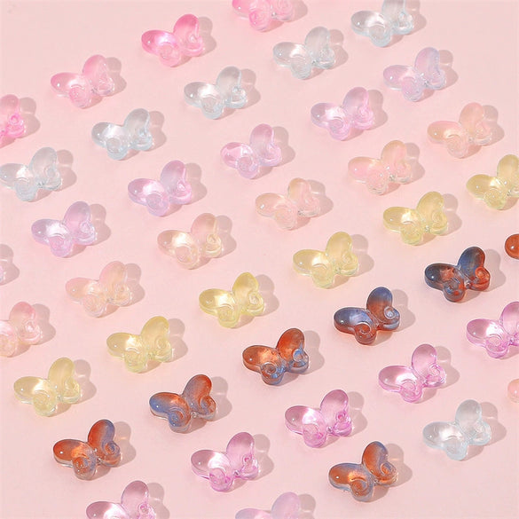 Diy Handmade Glass Beads With Butterfly Pattern For Hairpin Bracelet Tassel Making