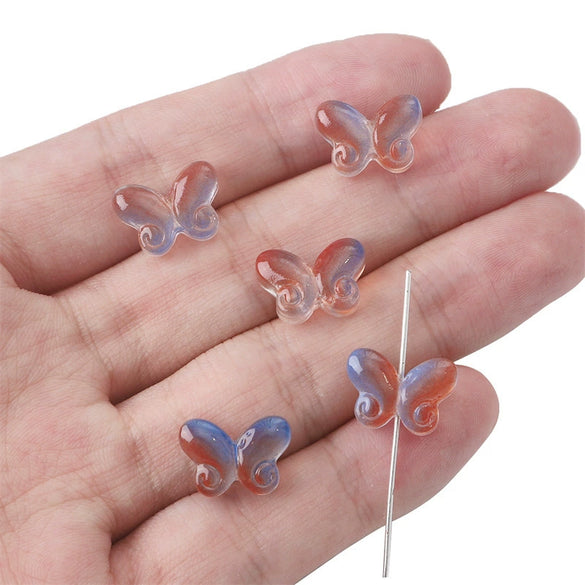 Diy Handmade Glass Beads With Butterfly Pattern For Hairpin Bracelet Tassel Making