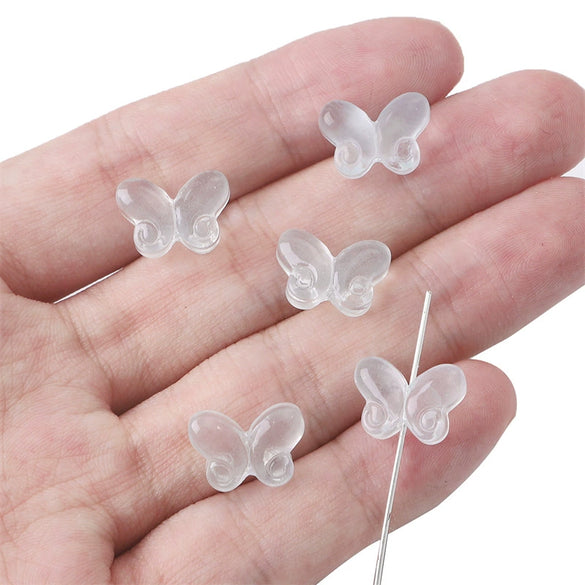 Diy Handmade Glass Beads With Butterfly Pattern For Hairpin Bracelet Tassel Making