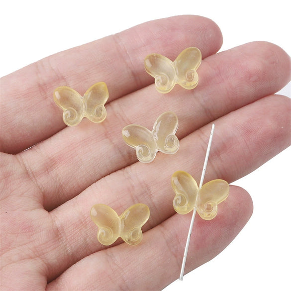 Diy Handmade Glass Beads With Butterfly Pattern For Hairpin Bracelet Tassel Making