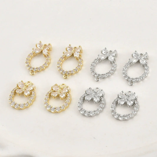 Diy Handmade Jewelry Accessories Copper Electroplated Light Luxury Style Butterfly Zircon Bracelet Necklace Earrings