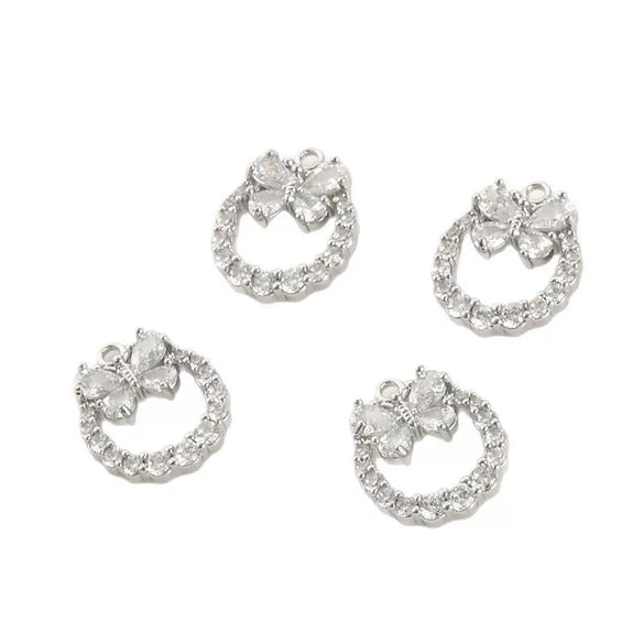 Diy Handmade Jewelry Accessories Copper Electroplated Light Luxury Style Butterfly Zircon Bracelet Necklace Earrings