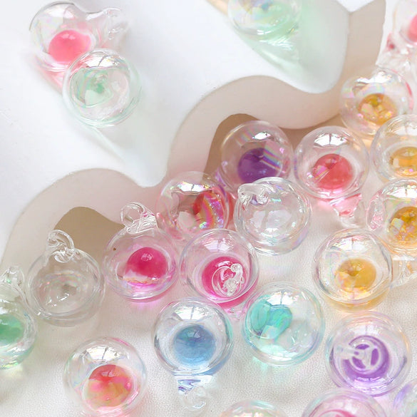 Diy Handmade Jewelry Accessories Material Transparent Water Bead Sandwich Glass Ball Pendant Epoxy Cute Style
