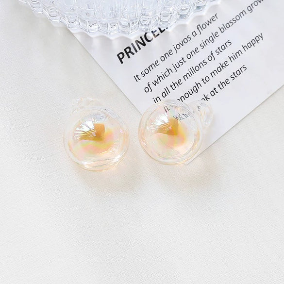 Diy Handmade Jewelry Accessories Material Transparent Water Bead Sandwich Glass Ball Pendant Epoxy Cute Style
