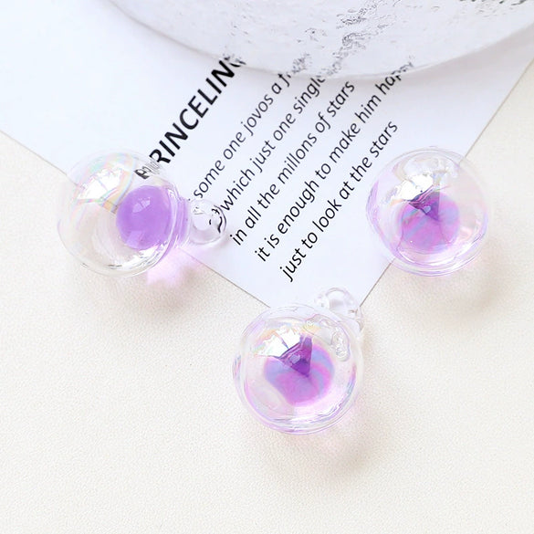 Diy Handmade Jewelry Accessories Material Transparent Water Bead Sandwich Glass Ball Pendant Epoxy Cute Style