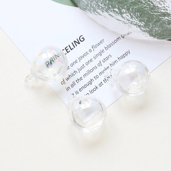 Diy Handmade Jewelry Accessories Material Transparent Water Bead Sandwich Glass Ball Pendant Epoxy Cute Style
