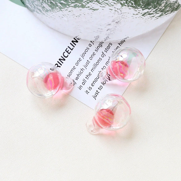Diy Handmade Jewelry Accessories Material Transparent Water Bead Sandwich Glass Ball Pendant Epoxy Cute Style