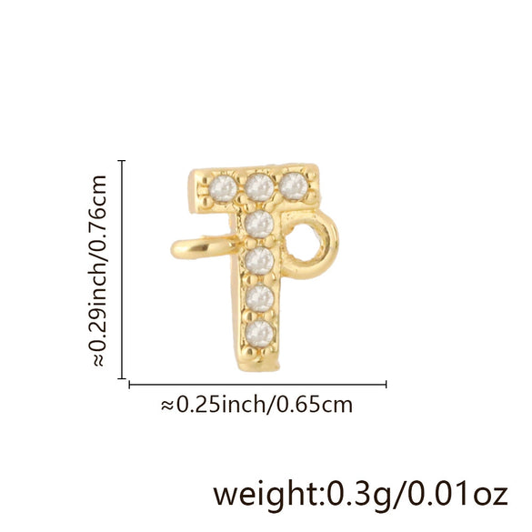Diy Handmade Jewelry Copper Pendant With Inlaid Zircon And Double Hanging English Letters Electroplated 18K Gold For Necklace And Bracelet Accessories