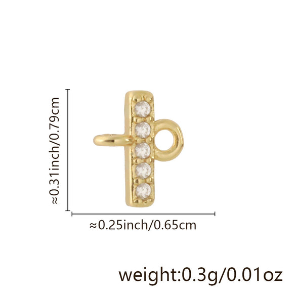 Diy Handmade Jewelry Copper Pendant With Inlaid Zircon And Double Hanging English Letters Electroplated 18K Gold For Necklace And Bracelet Accessories